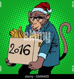 Le symbole singe père noël nouvelle année 2016 Illustration de Vecteur