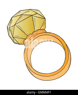 Bague en or avec grosse pierre Illustration de Vecteur