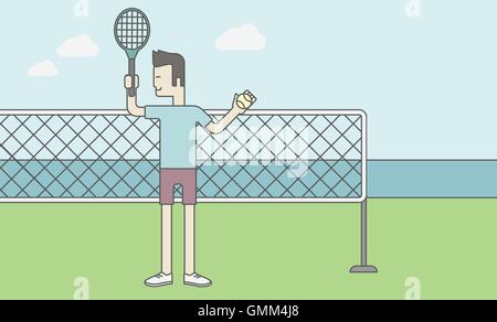 Joueur de tennis de l'homme. Illustration de Vecteur