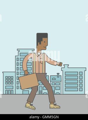 Businessman walking with briefcase. Illustration de Vecteur