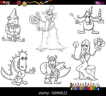 Personnages fantastiques coloriages Illustration de Vecteur