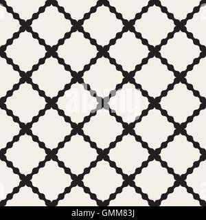 Seamless Vector noir et blanc lignes ondulées Rhombus Quadrillage géométrique Illustration de Vecteur