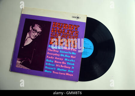 Années 1950, star du rock and roll Buddy Holly's Greatest Hits Album couverture du dossier d'enregistrement par Coral Records Banque D'Images