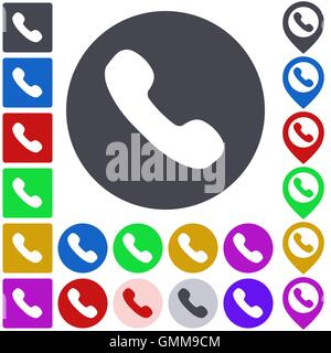 Téléphone couleur icon set Illustration de Vecteur