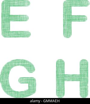 Jeu de polices en tissu vert - lettres E, F, G, H Illustration de Vecteur