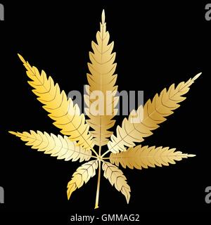 Feuille de Cannabis D'Or Illustration de Vecteur