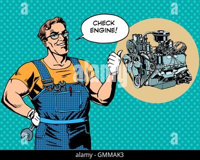 Vérifier le moteur mécanique Fun voiture réparation Illustration de Vecteur