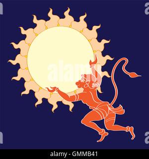 Hanuman Sun Capture Illustration de Vecteur