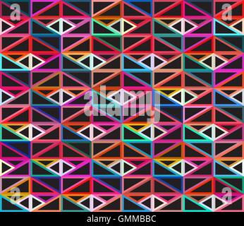 Seamless Vector isométrique sombres contours colorés blocs géométriques Grille modèle carrelage Illustration de Vecteur