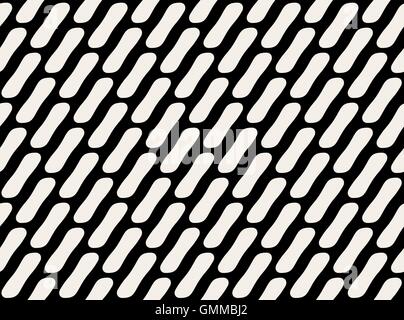 Seamless Vector noir et blanc des rectangles arrondis grille diagonale simple modèle Illustration de Vecteur