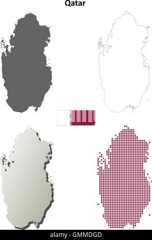 Qatar carte contour défini Illustration de Vecteur
