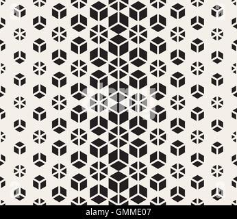 Seamless Vector Triangle noir et blanc grille hexagonale modèle de gradient de demi-teinte Illustration de Vecteur