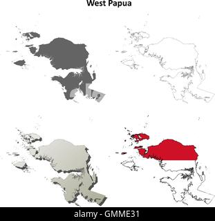 La Papouasie occidentale carte muette set Illustration de Vecteur