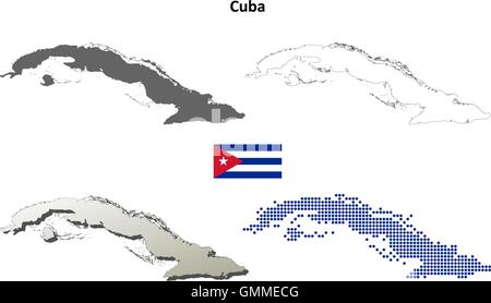 Cuba carte contour défini Illustration de Vecteur