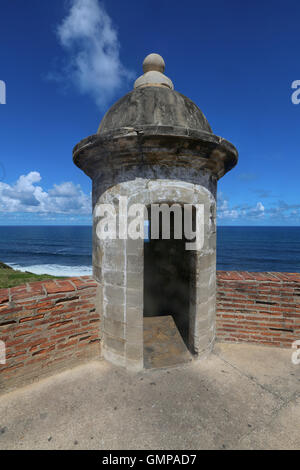 Tourelle à Castillo San Cristobal à San Juan, Porto Rico. Banque D'Images