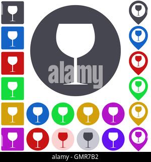 Verre à vin couleur icon set Illustration de Vecteur