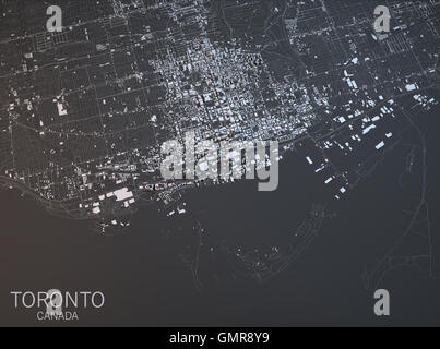 Carte de Toronto, la vue satellite, la ville, l'Ontario, Canada. Le rendu 3D Banque D'Images