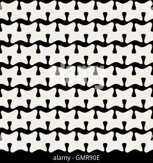 Seamless Vector Horizontal noir et blanc ligne arrondie Motif forme organique Illustration de Vecteur