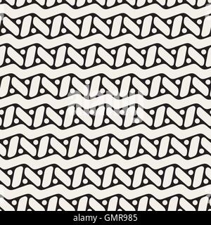 Seamless Vector arrondi noir et blanc ligne ZigZag Pattern et de rectangles cercles Illustration de Vecteur