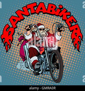 Père Noël cadeaux de Noël moto motard Illustration de Vecteur