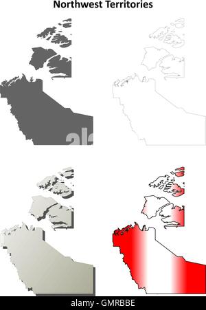 Territoires du Nord-Ouest carte muette set Illustration de Vecteur