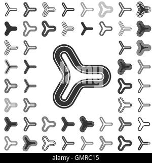 L'icône set design triangle ligne Illustration de Vecteur