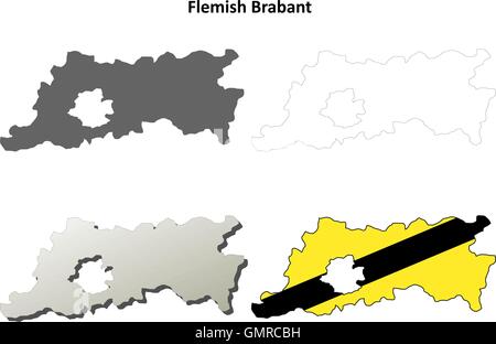 Brabant Flamand contour plan set - version flamande Illustration de Vecteur