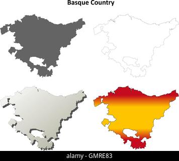 Pays Basque blank aperçu détaillé de l'ensemble de cartes Illustration de Vecteur