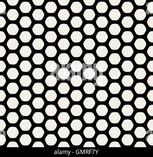 Seamless Vector arrondi noir et blanc ligne hexagonal HoneyComb Grille simple modèle Illustration de Vecteur