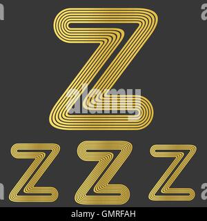 Lettre z d'or jeu de conception de logo Illustration de Vecteur