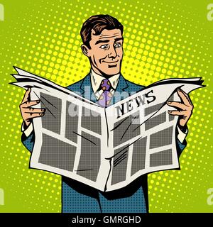 Man businessman reading news Illustration de Vecteur