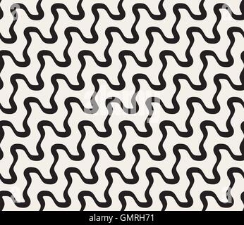 Seamless Vector diagonale noir et blanc motif de lignes ondulées Illustration de Vecteur