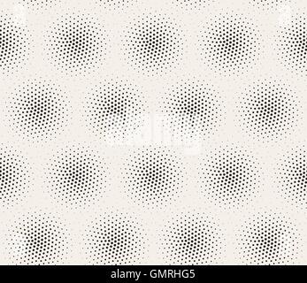 Seamless Vector noir et blanc pointillé subtil Motif Cercles Dotwork de demi-teinte Illustration de Vecteur