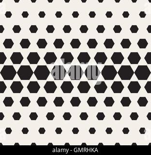 Seamless Vector grille hexagonale noir et blanc Modèle de gradient de demi-teinte Illustration de Vecteur