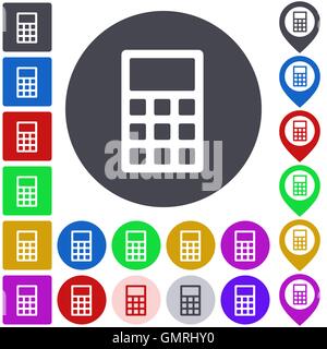 Calculatrice couleur icon set Illustration de Vecteur