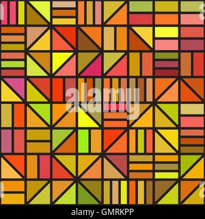 Seamless Vector Bloc irrégulier Grille dans les tons vert Orange Illustration de Vecteur