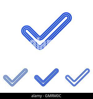 Ligne bleue vérifier jeu de conception de logo Illustration de Vecteur