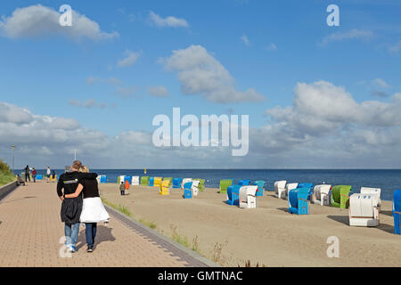 Panier chaises, South beach, Wyk, Foehr, l'île de Frise du Nord, Schleswig-Holstein, Allemagne Banque D'Images