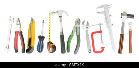 Outils de travail de la main, 3D Rendering isolé sur fond blanc Banque D'Images