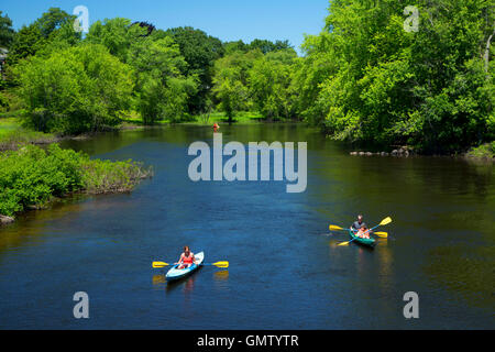 Kayak sur Concord Wild and Scenic River, Minute Man National Historical Park, Massachusetts Banque D'Images