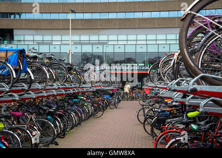 Les vélos stockés à la gare centrale de Den Haag Holland Banque D'Images