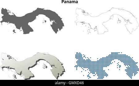 Panama carte contour défini Illustration de Vecteur