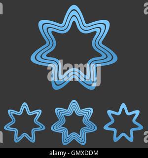 Ligne bleue star logo design set Illustration de Vecteur