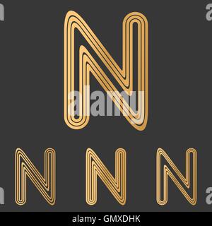 N ligne de bronze jeu de conception de logo Illustration de Vecteur