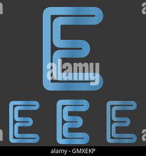 Ligne bleue lettre e logo design set Illustration de Vecteur