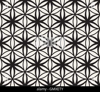 Seamless Vector noir et blanc Fleur de vie la Géométrie Sacrée Motif de cercles Illustration de Vecteur