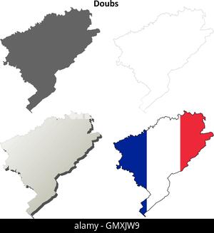 Doubs, Franche-comté carte contour défini Illustration de Vecteur