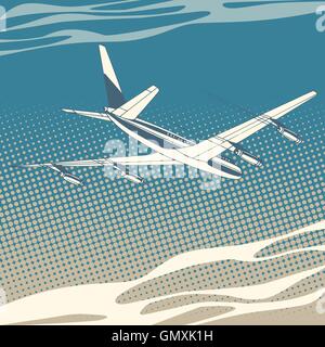 Plus gros avion dans les nuages retro style Illustration de Vecteur