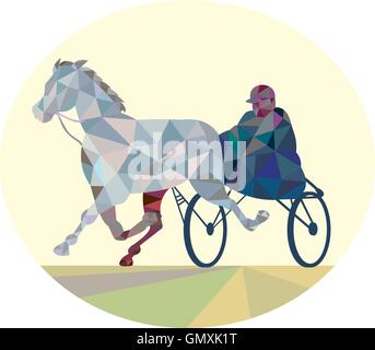 Horse and Jockey Harness Racing Low Polygone Illustration de Vecteur