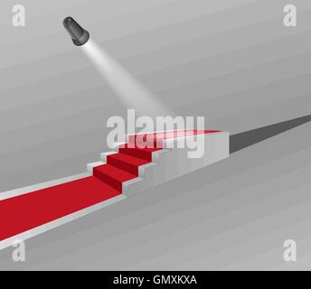Escaliers avec tapis rouge et de la lumière Illustration de Vecteur